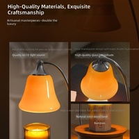 Lampe à Cire Chauffante Style Américain Caramel, Diffuseur d'Arômes Ambiance, en Bois Massif, Sans Flamme, Sans Fumée, pour Anniversaire et Chambre à Coucher
