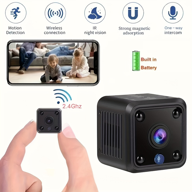 X6 Mini 8MP 4K CMOS WiFi Security Camera 120 Wide Angle Night Vision MicroSD Indoor for Baby Pet Home Safety