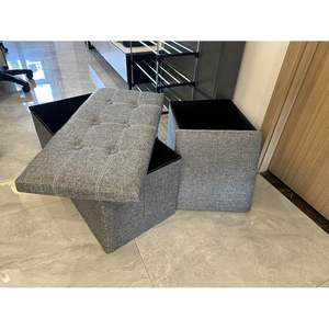 SKY-TOUCH Fabric Folding <b>Storage</b> Ottoman <b>Seat</b> Padded 150KG Capacity for Entry Bedroom <b>Hallway</b> Living Room - Product Image 5