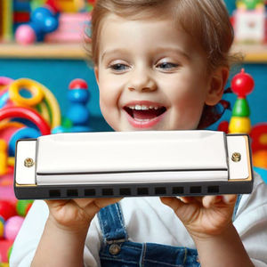 Armónica Profesional de 10 Orificios para Niños, Juguete Musical Plateado, Cuerpo de Resina ABS y Metal, Diatónica <span class=keywords><strong>Kongsheng</strong></span>, 3+ Años, Recuerdos - Product Image 6