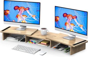 <strong>Desk</strong> Adjustable Length and Angle Wood <strong>Monitor</strong> <strong>Stand</strong> Rise Table Gaming <strong>Monitor</strong> <strong>Stand</strong> Riser <strong>With</strong> <strong>Drawer</strong>