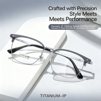 8610 untuk Dewasa-Ringan & Tahan Lama Desain Kasual Stylish untuk Semua Bentuk Wajah Bingkai Kacamata Full-Rim Titanium IP Vakum
