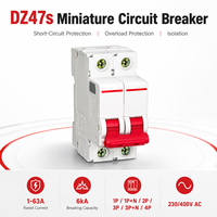 Disyuntor en miniatura DZ47s MCB 1P 1P+N 2P 3P 3P+N 4P 1-63A 230V 400V CA 6kA Curva B C D Riel DIN de 35mm