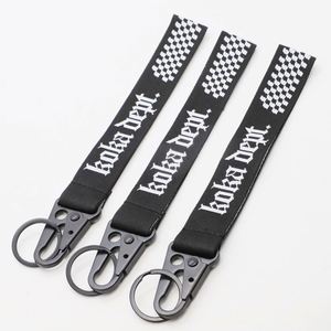 Custom JDM Racing Style Jacquard <b>Lanyard</b> with Checkered Flag Pattern Personalized <b>Car</b> Key Strap for Automotive Enthusiasts - Product Image 1