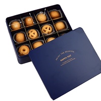Boîte à biscuits carrée de qualité alimentaire avec séparateur intérieur, boîte en métal vide personnalisée pour biscuits, chocolat, bonbons, emballage cadeau, conteneur en tôle