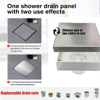 Grille de vidange de douche ODM moderne de luxe anti-odeur en acier inoxydable satiné poli avec insert carré pour carrelage