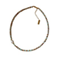 Collier Fengzhi plaqué or 14 carats avec perles en pierre de Shoushan, chaîne tendance, bijou cadeau pour femme, anniversaire