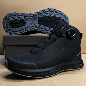 DFS0209 Chaussures de sport montagne et course pour hommes, modèle mode, noires, à fermeture rapide, coupe mi-haute, pour l'hiver - Product Image 5