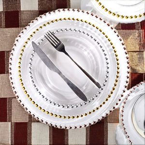 Placas <span class=keywords><strong>de</strong></span> cargador desechables en vidrio plateado marrón claro blanco negro borde <span class=keywords><strong>de</strong></span> oro <span class=keywords><strong>material</strong></span> plástico acrílico para ocasiones <span class=keywords><strong>de</strong></span> boda viajes - Product Image 4