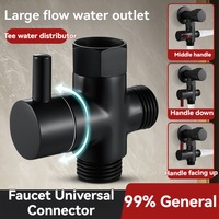 Distributeur d'eau en cuivre à ouverture rapide, anti-fuite, vanne de conversion de douche à trois voies, une entrée deux sorties, design minimaliste moderne