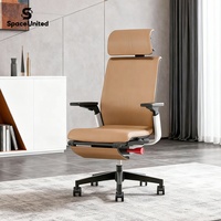 Chaise de bureau exécutive en cuir moderne et confortable SpaceUnited, chaise pivotante réglable, chaise de bureau ergonomique