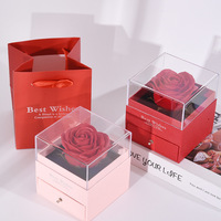 Boîte à bijoux Haomi de haute qualité, design rouge à lèvres et roses, pour la Saint-Valentin, boîte à collier et à bague à fleurs éternelles pour cadeau