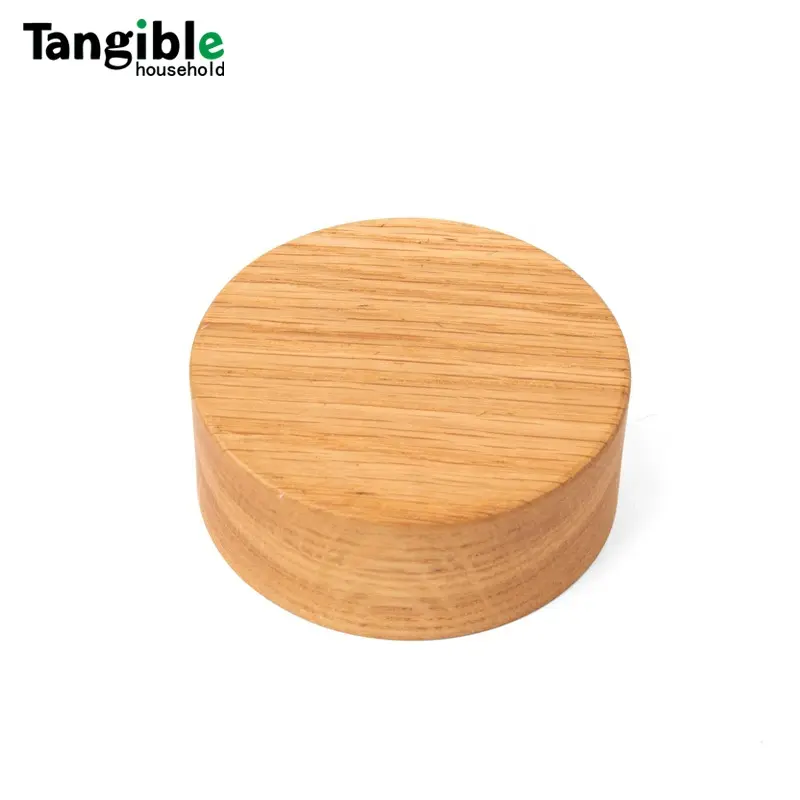 Wholesale 100% upscalel round custom logo bamboo cover wooden lid for water mug thermos lids