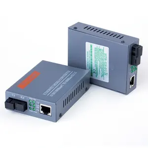 1 Pair Fiber Transceiver HTB-GS-03 3KM 1000Mbps Single Fiber SC Port External Power Supply EU Plug