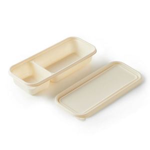 Ensemble de vaisselle jetable de haute qualité en amidon de maïs, compatible micro-ondes, emballage de boîte à lunch biodégradable, récipient alimentaire pour la vente en gros - Product Image 4