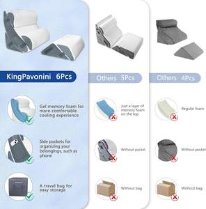 Ensemble d'oreillers en mousse à mémoire de forme post-chirurgie, soutien du dos, du cou et des jambes, reflux acide, anti-ronflement, 6 pièces, <span class=keywords><strong>cale</strong></span> de lit orthopédique amovible - Product Image 6