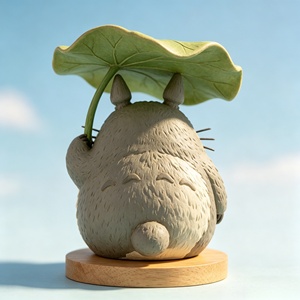BZY - Decoración de Escritorio de Resina Personalizable, Adorno Curativo para el Hogar, Regalo Navideño, Estatua de <span class=keywords><strong>Totoro</strong></span> con Hoja de Loto - Product Image 3