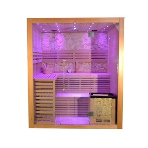 Sauna <span class=keywords><strong>de</strong></span> vapor tradicional para <span class=keywords><strong>3</strong></span> personas <span class=keywords><strong>de</strong></span> buen rendimiento para interiores y exteriores con luces <span class=keywords><strong>de</strong></span> siete colores y vidrio panorámico - Product Image 3