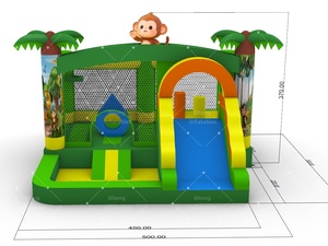Château <span class=keywords><strong>gonflable</strong></span> commercial Jungle Monkey avec toboggan et piscine à balles, maison de saut <span class=keywords><strong>gonflable</strong></span> pour fête d'anniversaire en plein air - Product Image 2