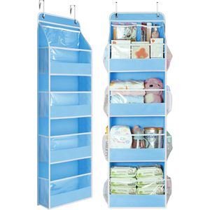 Organisateur suspendu à 5 niveaux bleu avec 14 poches et fenêtres transparentes pour placard, salle de bain, chambre à coucher - Product Image 1
