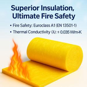 Solution d'isolation pour toitures et murs - Rouleau <span class=keywords><strong>de</strong></span> <span class=keywords><strong>laine</strong></span> <span class=keywords><strong>de</strong></span> <span class=keywords><strong>verre</strong></span> <span class=keywords><strong>de</strong></span> 100 mm, 24 kg/m, classe A1 Euro, résistance thermique R-2.7, isolation acoustique - Product Image 2