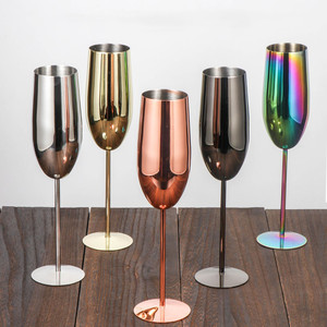 Stainless Steel 304 Gold <strong>Flute</strong> <strong>Champagne</strong> Glass 9oz Party Wedding Stainless Steel Glass - Product Image 6