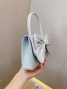 New Cross-border Foreign Trade Polyester Trapeze Bow <b>Sequin</b> Wedding Birthday Evening Crossbody <b>Handbag</b> for Women Tanjing - Product Image 2