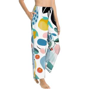 Image personnalisée Pantalon de pyjama à taille élastique et imprimé floral pour femmes Matériau en spandex respirant personnalisable pour la nuit d'hiver à la maison - Product Image 3