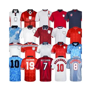 High Quality Football Shirt Custom Retro 1990 1998 England GASCOIGNE Jerseys Black Blue Classic Soccer Jersey