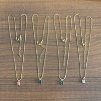 Collar Rectangular de Circonita con Baño de Oro de 18K, Resistente al Agua y al Deslustre, para Mujer, Adorno de Circonita Colorido para el Día de la Madre