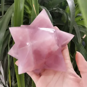11CM Rose Quartz Merkaba Natural Gemstone Star Healing Quartz Crystal Merkaba for Sale