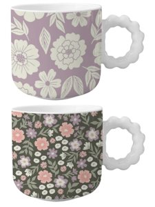 Tazas de Té y Café Ecológicas y Duraderas Hechas en China, Diseño Único de Taza de Cerámica Roja con Flores y Estilo Elegante - Product Image 6