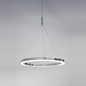 Lámpara colgante redonda de círculo colgante moderna, lámpara de suspensión de anillo Chapado en aluminio Horizontal creativa de 18 "para dormitorio de Hotel y oficina - Product Image 4