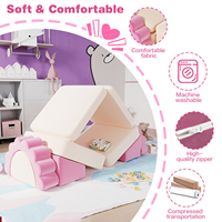 Ensemble de canapés modulaires pour enfants Saien personnalisés en rose, canapé combiné convertible en mousse souple respirante pour salle de jeux et chambre à coucher