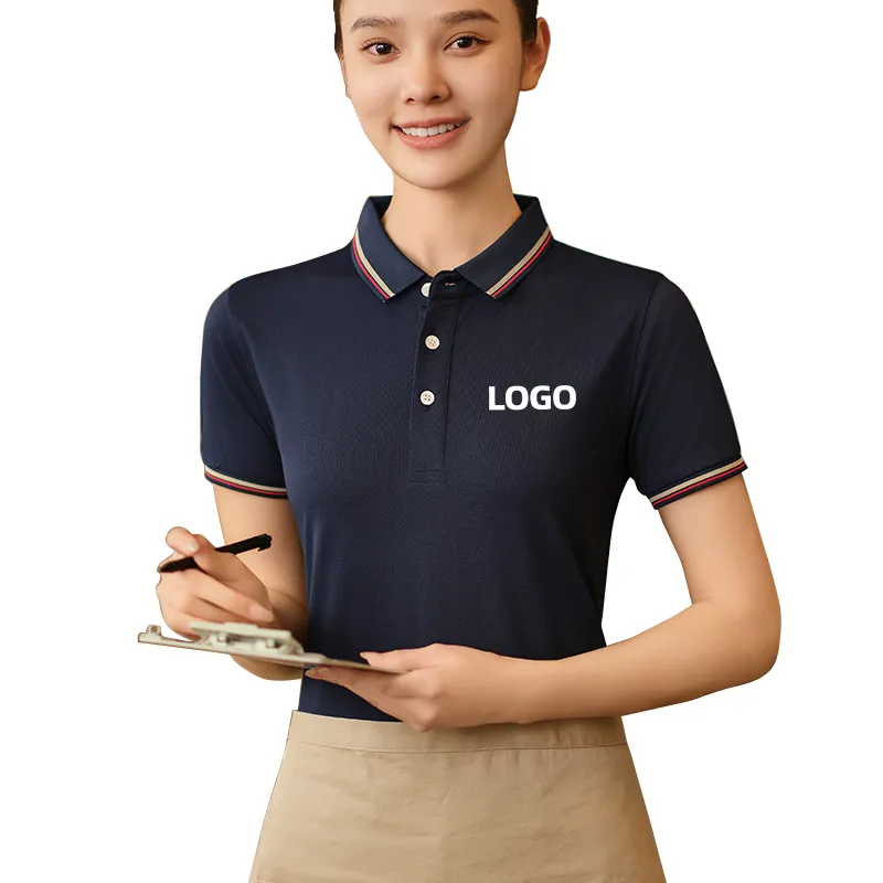 カスタムハワイアンシャツ半袖レストランウェイターユニフォームデザインプルオーバーポロシャツロゴ刺繍用カスタマイズ