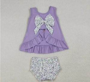 Conjunto de Ropa para Bebés Niñas con Bordado Floral, Túnica y Pantalones Cortos con Volantes - Product Image 2