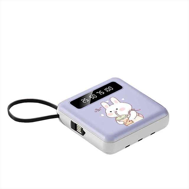New Fast Charging Power Bank 10000mAh Mobile Power Bank Customizable Pattern/OEM/ODM With Built-in Data Cable