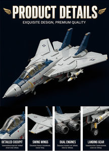 Set di Blocchi da Costruzione MOC F-14 Tomcat - 1250 Pezzi Edizione Anniversario, Modello di Aereo DIY per Adulti - Product Image 2