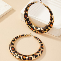Nouvelle mode femmes imprimé léopard boucles d'oreilles luxe exagéré géométrique grand cerceau boucles d'oreilles