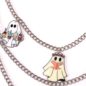 Cadena de cintura de varias capas con diseño de fantasma de dibujos animados de Halloween, cadena corporal unisex de aleación de zinc para pantalones, faldas y jeans. - Product Image 4