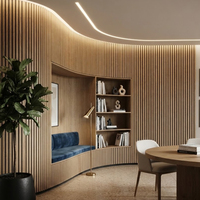 Panneau acoustique flexible incurvé absorbant le son, panneau mural en bois à lattes, revêtement mural en bois rainuré décoratif pour le bureau