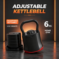 Kettlebell compact 6-en-1 réglable avec système de changement rapide, kettlebell multi-poids pour HIIT