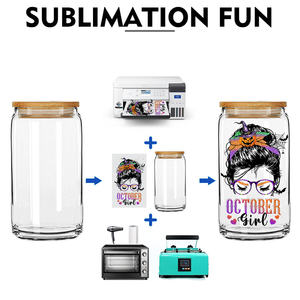 Entrepôt USA – Nouveau <span class=keywords><strong>Gobelet</strong></span> en Verre Transparent Dépoli de <span class=keywords><strong>16</strong></span> oz (473 ml) en Borosilicate Haute Qualité pour Sublimation, avec Couvercle en Bambou et Paille - Product Image 3