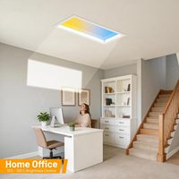 Panneau lumineux LED BBIER ciel bleu, style Art Déco, en métal, télécommande, intensité réglable, sensation de lumière du soleil pour bureau, sous-sol, salle de sport