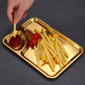 Plato Rectangular de Acero Inoxidable Coreano de Grado Alimenticio para Servir Aperitivos Fritos y Papas Fritas, Venta Directa de Fábrica Yutrain - Product Image 2