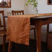 Nappe carrée rustique en lin, infroissable, avec processus de perforation, couleur unie, pour cuisine, salle à manger, salon
