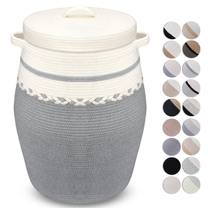 Decorative Woven Cotton Rope Laundry Storage Baskets