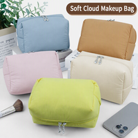 Nouvelle Trousse de Maquillage Légère Cloud Style Ins, Sac de Rangement Rectangulaire en Nylon Rembourré Imperméable, Portable avec Double Fermeture Éclair Respirant