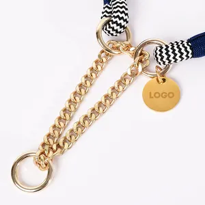 Loudik Wholesale Personalized Factory Handmade Premium P Chock Snake Pet Chains Accessories Braided Nylon Rope Dog Slip Collar