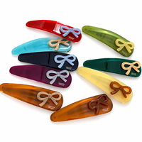 Nouvelle Barrette à Cheveux en Acétate Newyeah avec Nœud, Clip Latéral Coloré pour Femme, Pinzas Para El Cabello, Barrette Cheveux